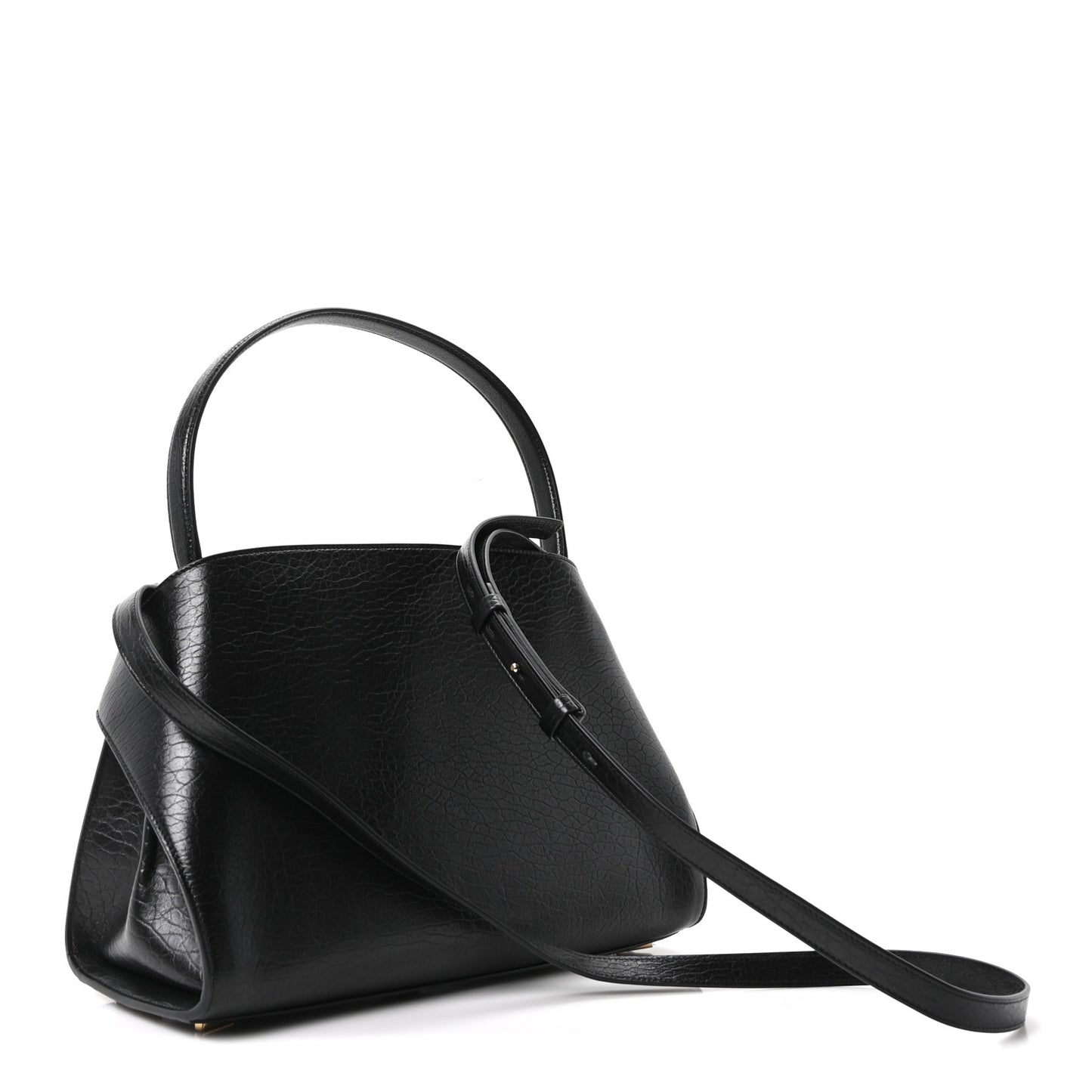 Washed Calfskin Medium Hug Soft Bicolor Shoulder Bag Black Testa Di Moro