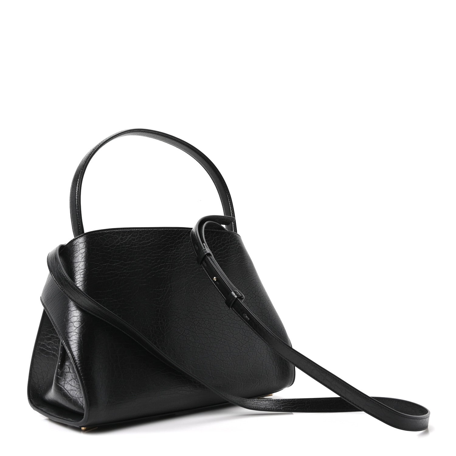 Salvatore Ferragamo Washed Calfskin Medium Hug Soft Bicolor Shoulder Bag Black Testa Di Moro 3 of 9