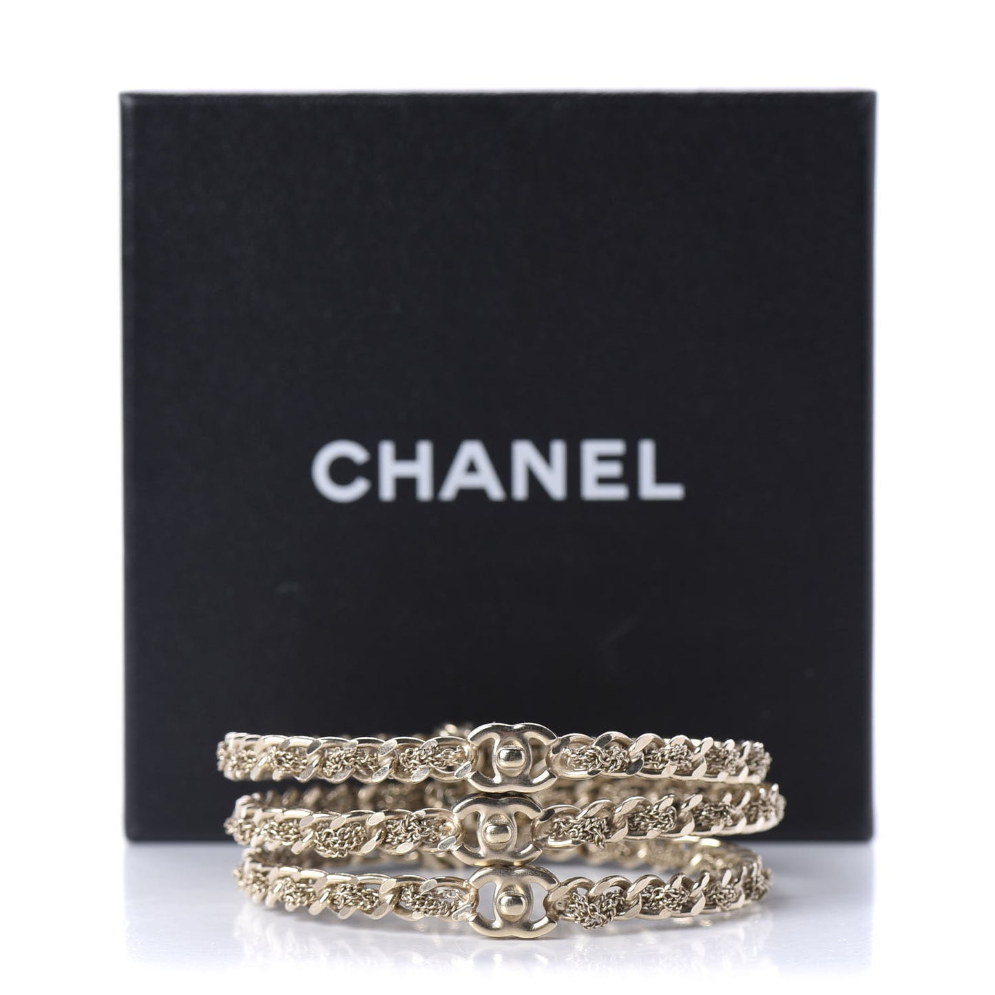 Chain CC Bangle Bracelets Set of 3 Gold M