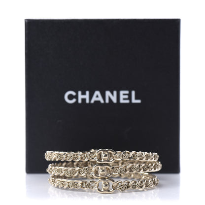 Chanel Chain CC Bangle Bracelets Set of 3 Gold M 5 of 5