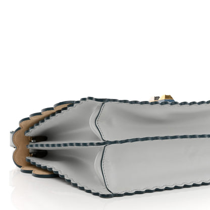 Fendi Vitello Liberty Scalloped Studded Kan I Shoulder Bag Grigio Perla 9 of 13