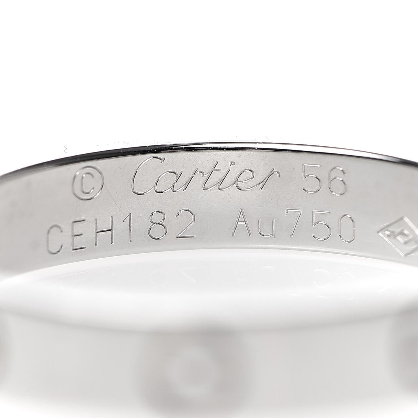 18K White Gold 3.5mm LOVE Wedding Band Ring 56 7.5