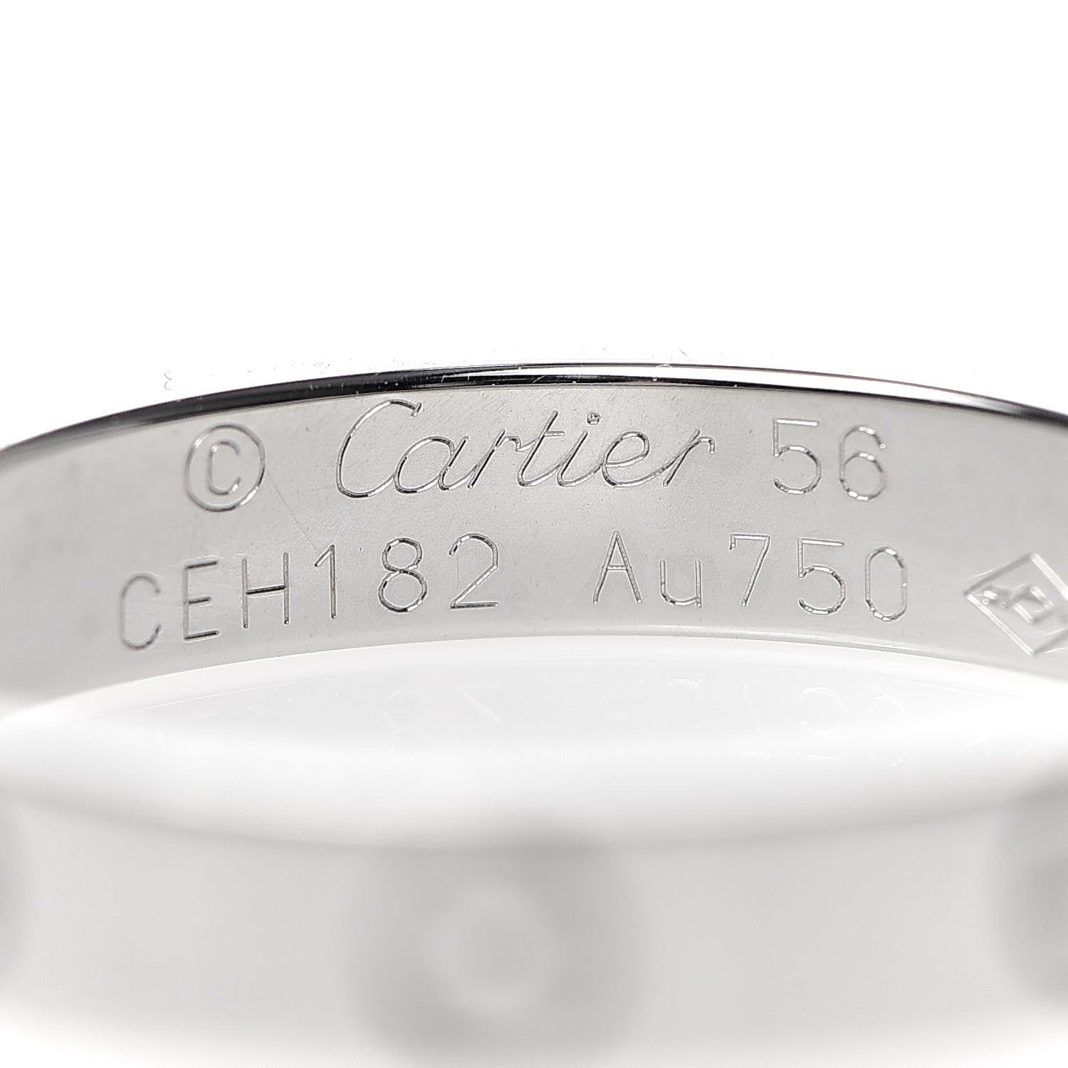 Cartier 18K White Gold 3.5mm LOVE Wedding Band Ring 56 7.5 4 of 5