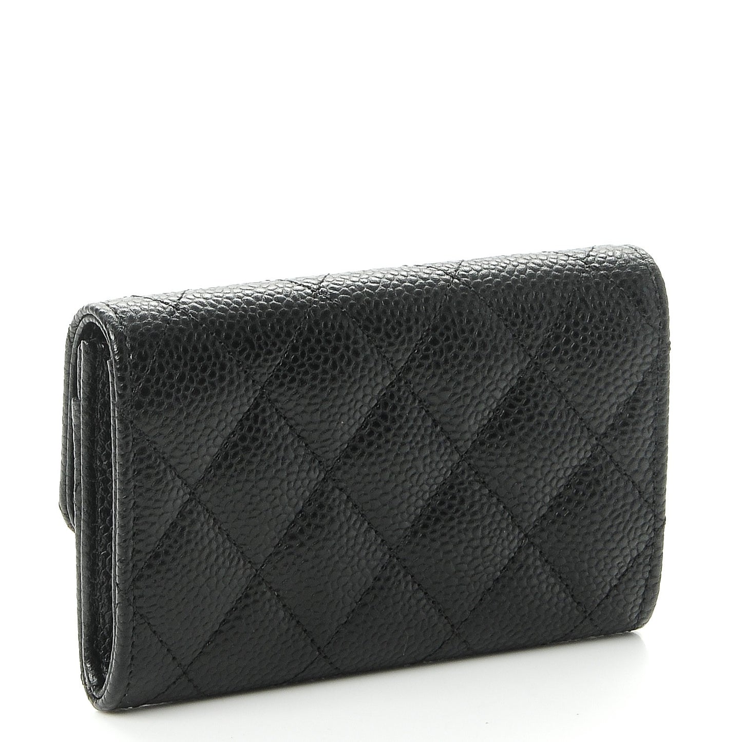 Caviar Quilted Flap Card Holder Black