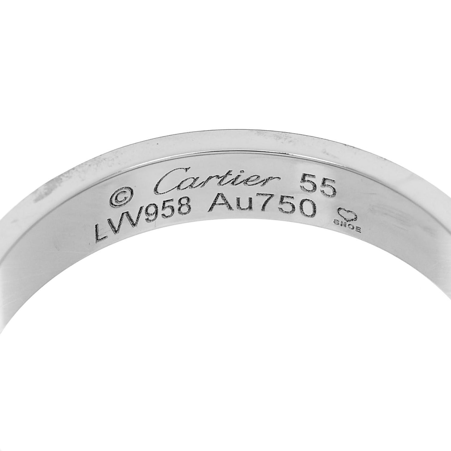 18K White Gold 3.5mm LOVE Wedding Band Ring 55 7.25