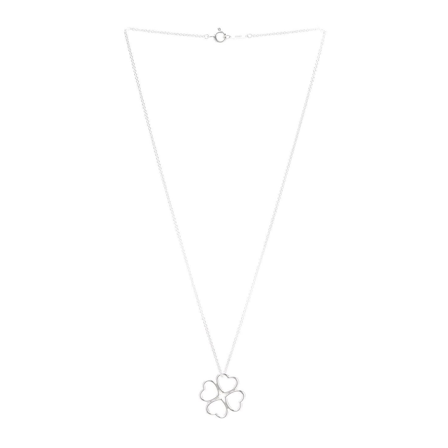 Sterling Silver Four Hearts Clover Pendant Necklace