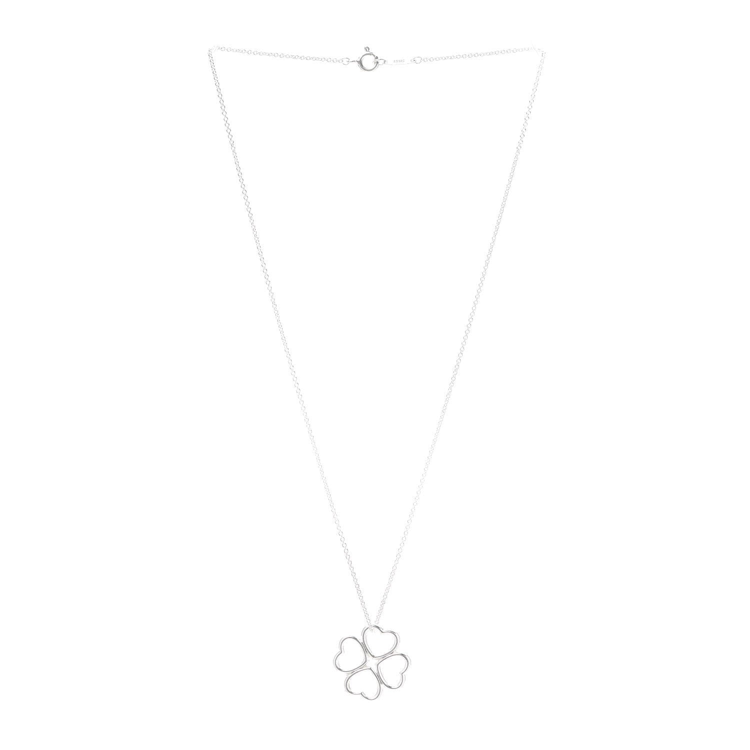 Tiffany Sterling Silver Four Hearts Clover Pendant Necklace 3 of 5