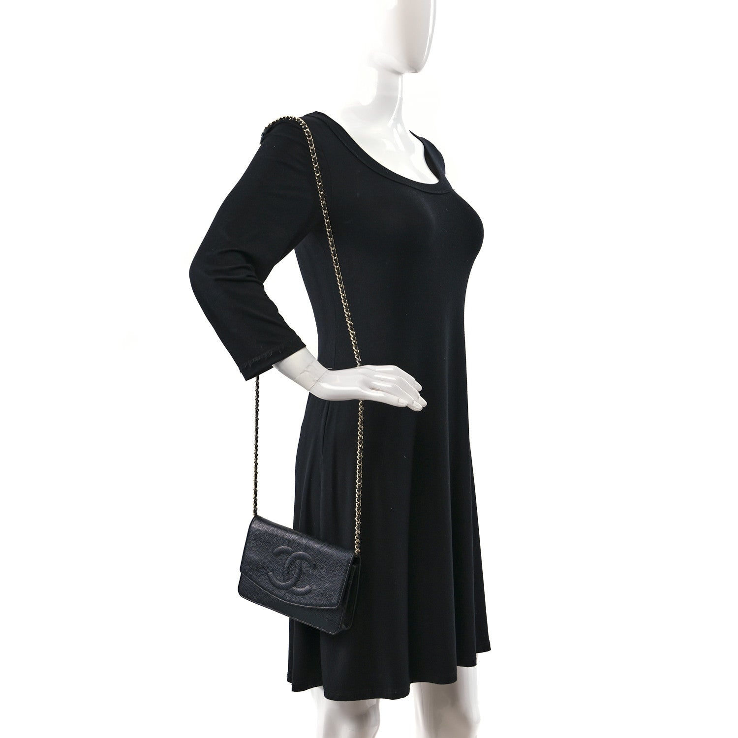 Chanel Caviar Timeless CC Wallet on Chain WOC Black 2 of 12