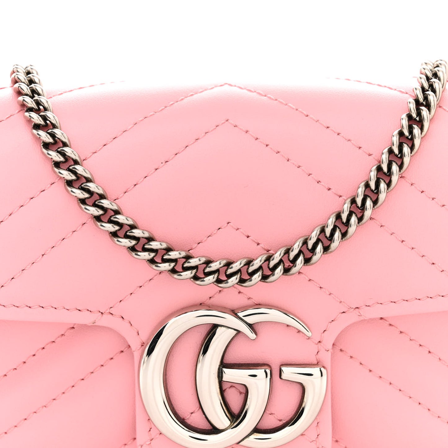 Calfskin Matelasse Super Mini GG Marmont Shoulder Bag Wild Rose