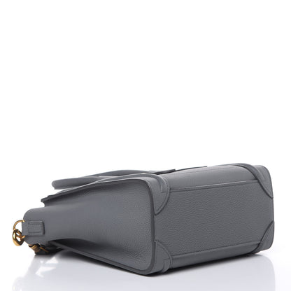 Celine Drummed Calfskin Nano Luggage Kohl 4 of 10
