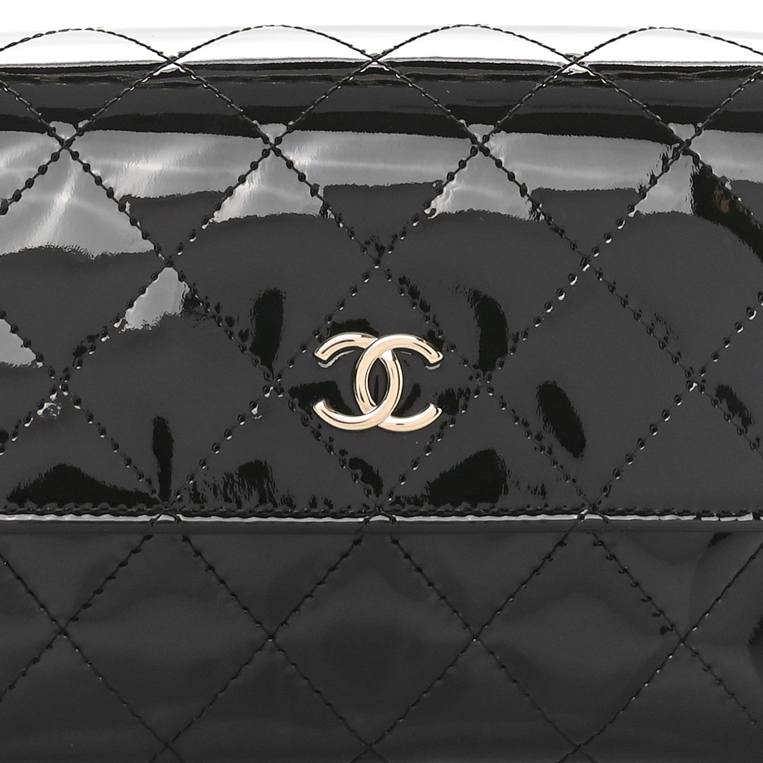 Chanel Patent Quilted Top Handle Clutch  Black 8 of 11