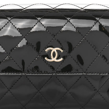 Chanel Patent Quilted Top Handle Clutch  Black 8 of 11