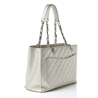 Chanel Metallic Caviar Grand Shopping Tote GST Light Gold 3 of 20
