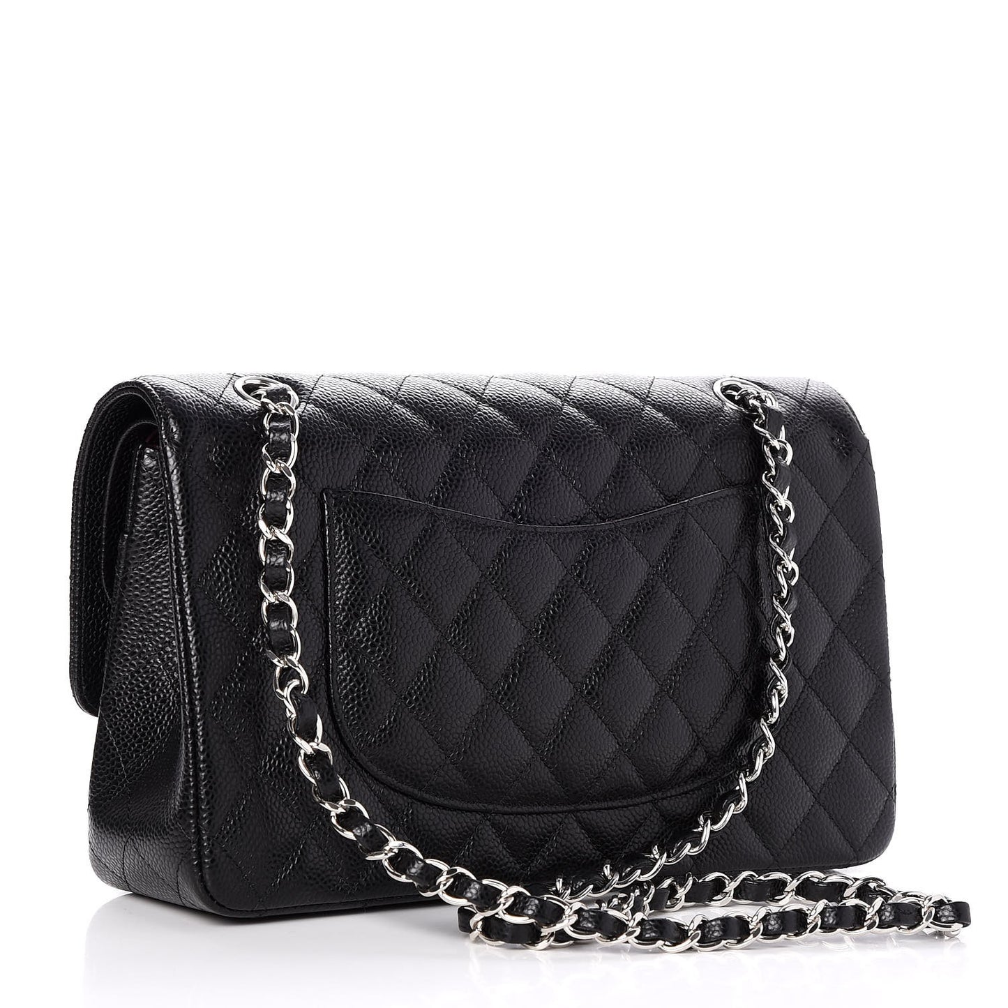 Caviar Quilted Medium Double Flap Black