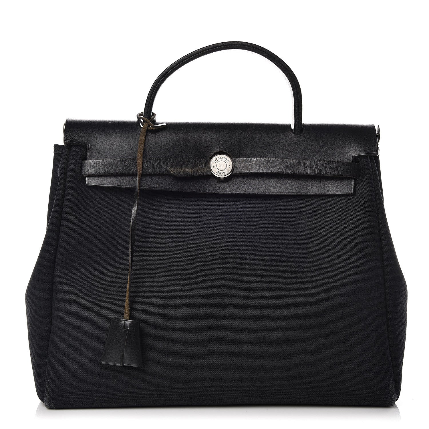 Hermes Toile Vache Calfskin Herbag 30 PM Black 1 of 22