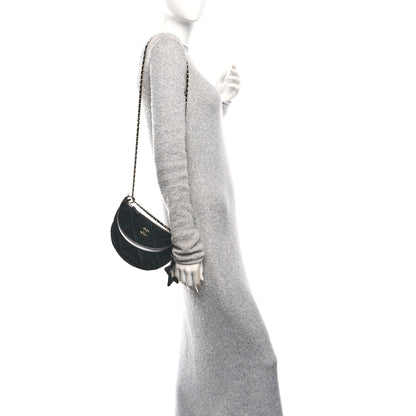 Chanel Velvet Effect Nylon Shiny Crumpled Calfskin Coco Neige Quilted Clutch With Chain Black 2 of 11