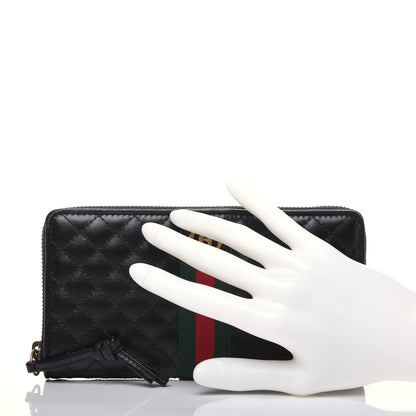 Gucci Calfskin Web Trapuntata GG Zip Around Wallet Black 2 of 11