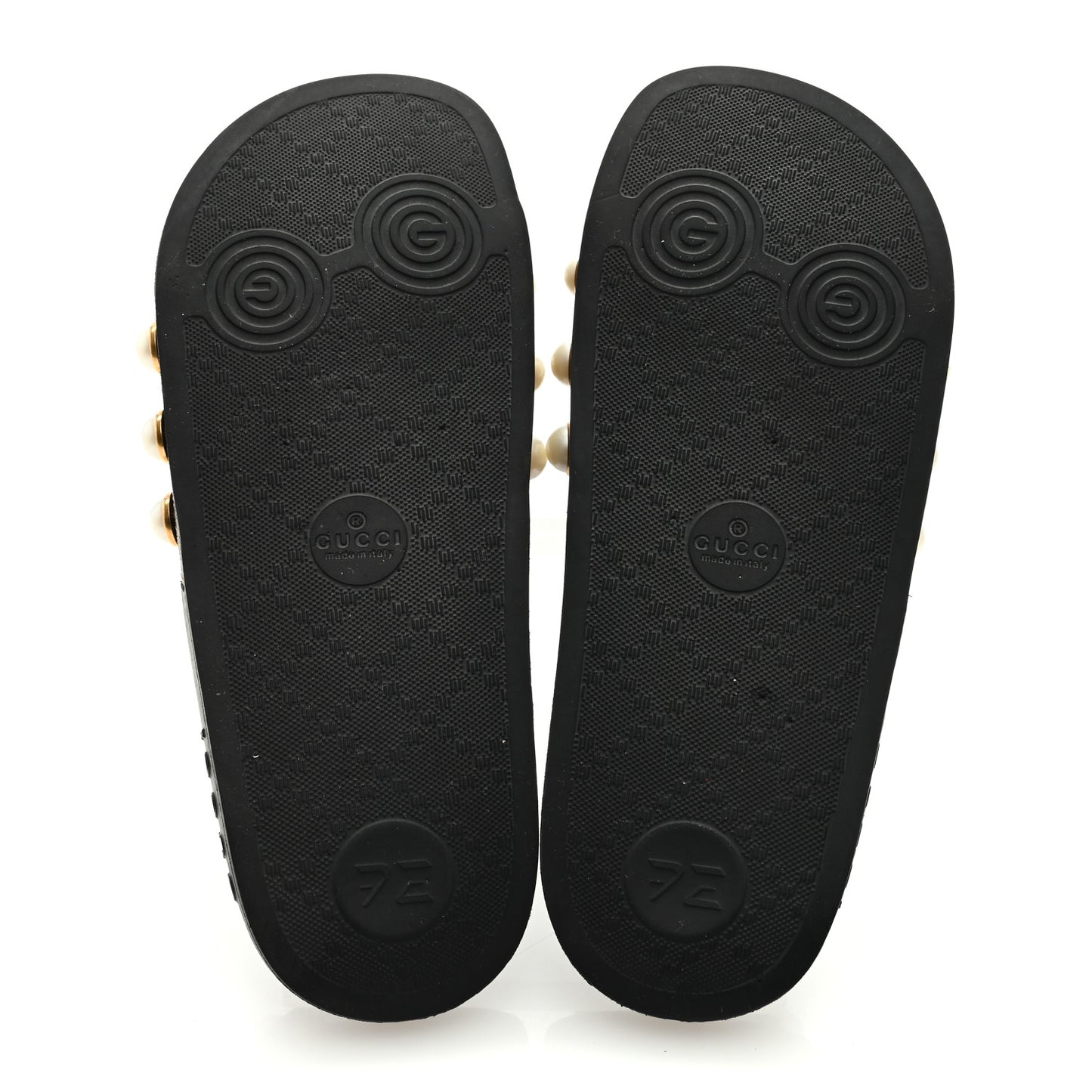 GG Supreme Monogram Pearls Slide Sandals 36 Beige