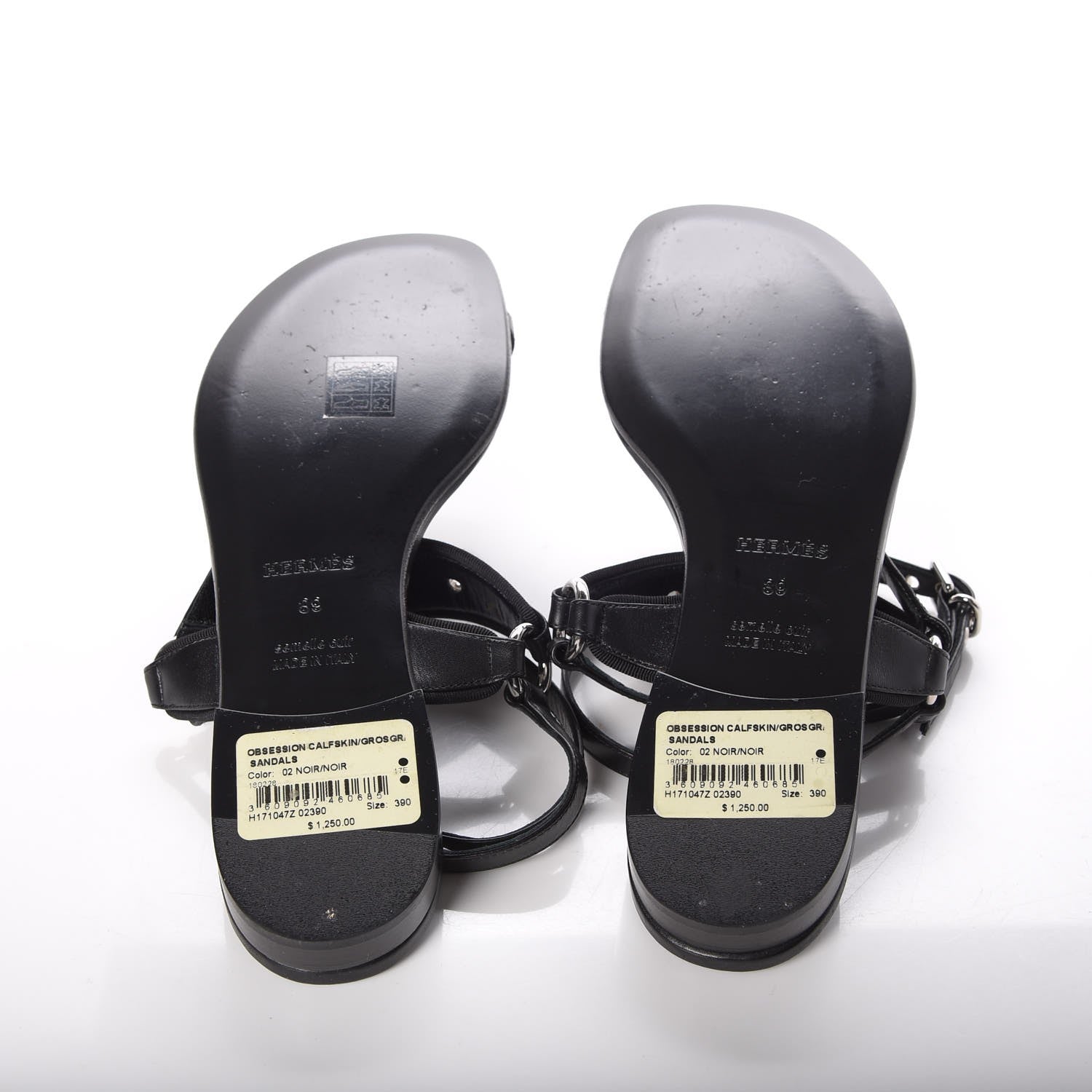 Hermes Calfskin Grosgain Obsession Sandals 39 Black 5 of 9