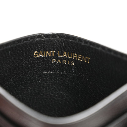Saint Laurent Grain De Poudre Matelasse Chevron Monogram Credit Card Case Black 11 of 18