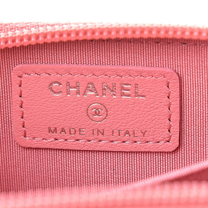Chanel Calfskin Chevron Quilted Zip Around Boy Coin Purse Wallet Pink 6 of 7