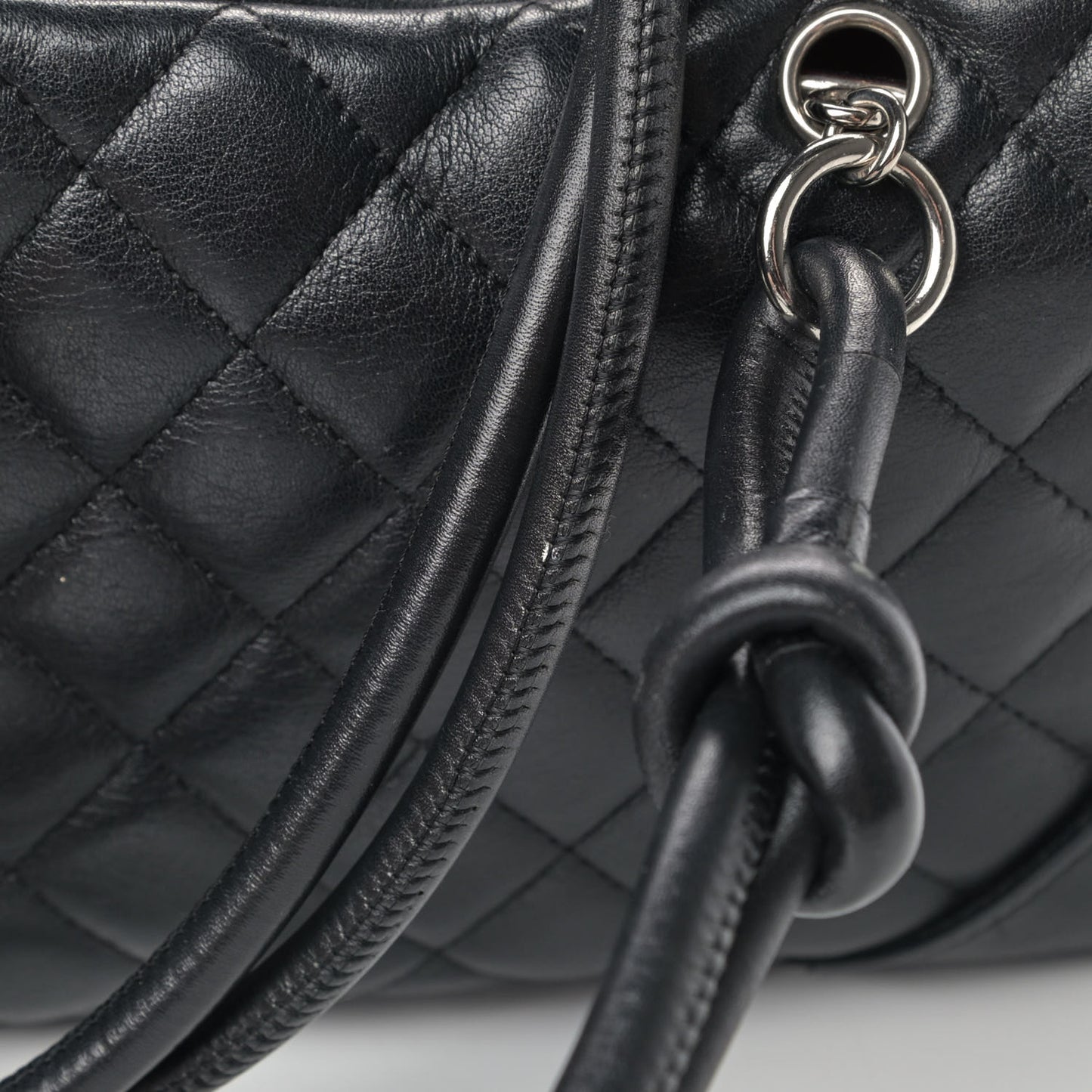 Calfskin Quilted Large Cambon Bowler Black