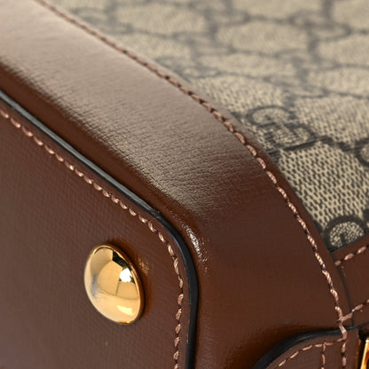 Gucci GG Supreme Monogram Azalea Calfskin Mini Horsebit 1955 Top Handle Bag Beige Ebony Brown Sugar 12 of 13