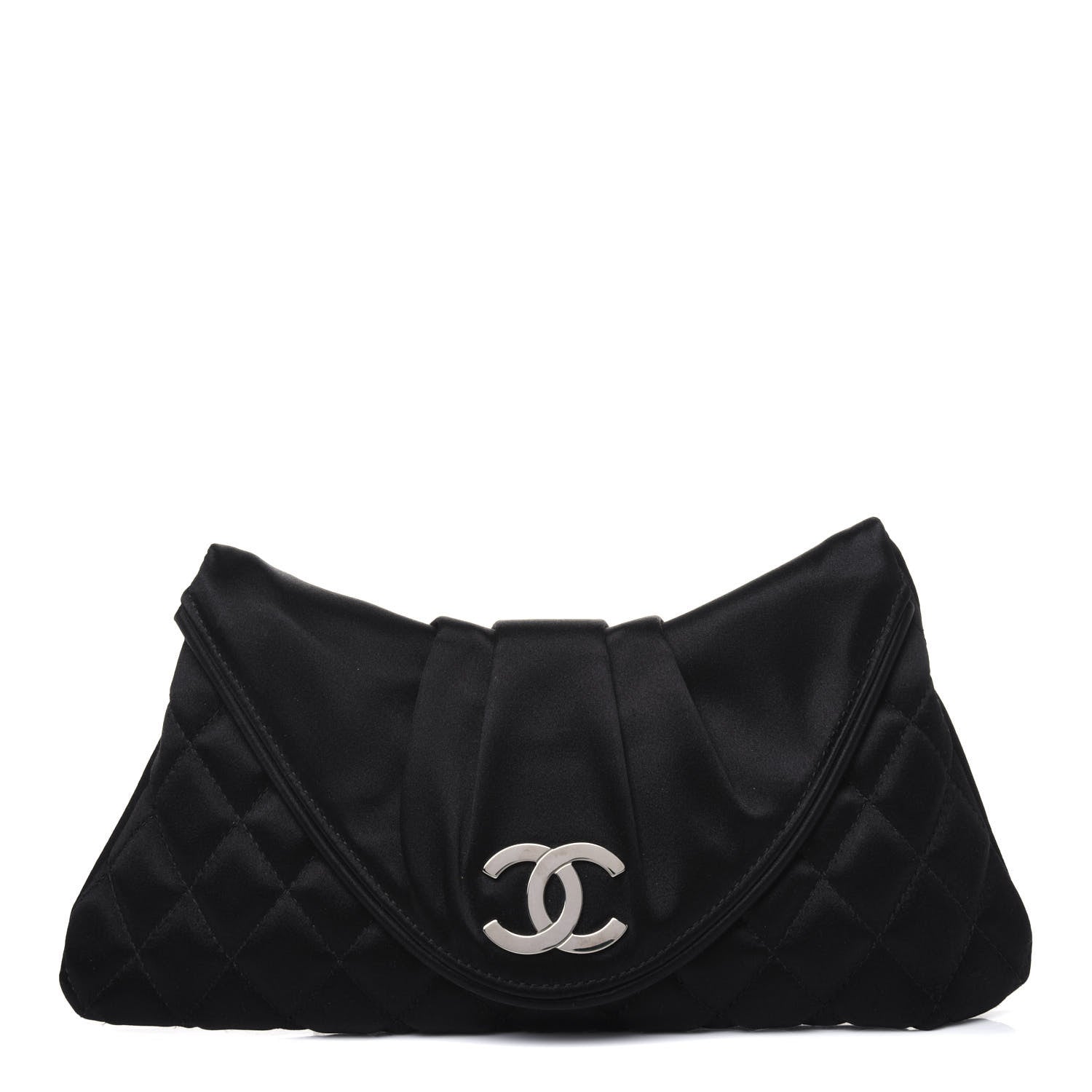 Chanel Satin Quilted Flap Clutch Black 1 of 14