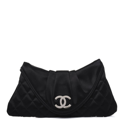 Chanel Satin Quilted Flap Clutch Black 1 of 14