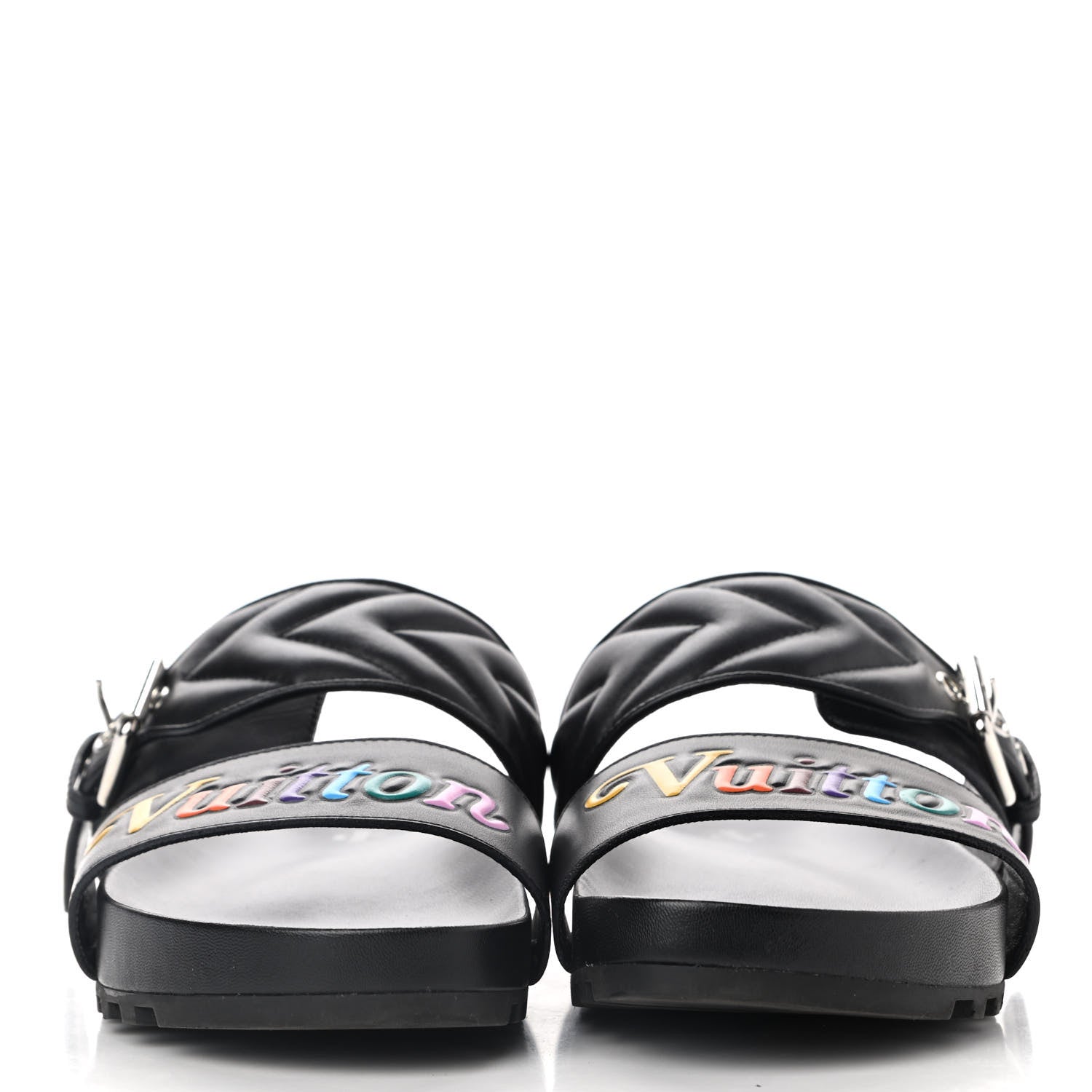 Louis Vuitton Calfskin New Wave Bom Dia Mule Sandals 38 Black 2 of 8