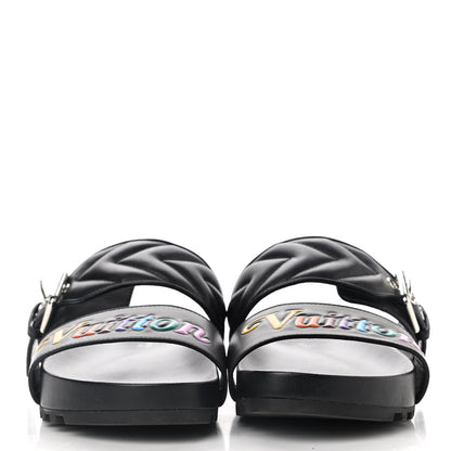 Louis Vuitton Calfskin New Wave Bom Dia Mule Sandals 38 Black 2 of 8