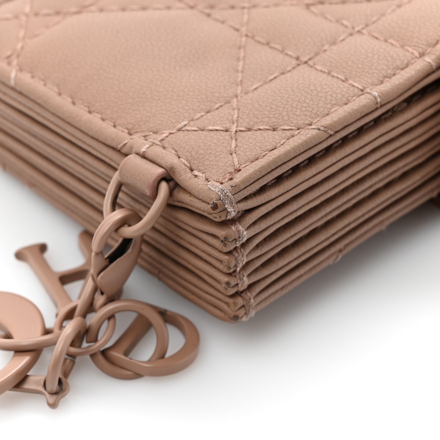 Ultra Matte Calfskin Cannage Lady Dior 5-Gusset Card Holder Blush Powder