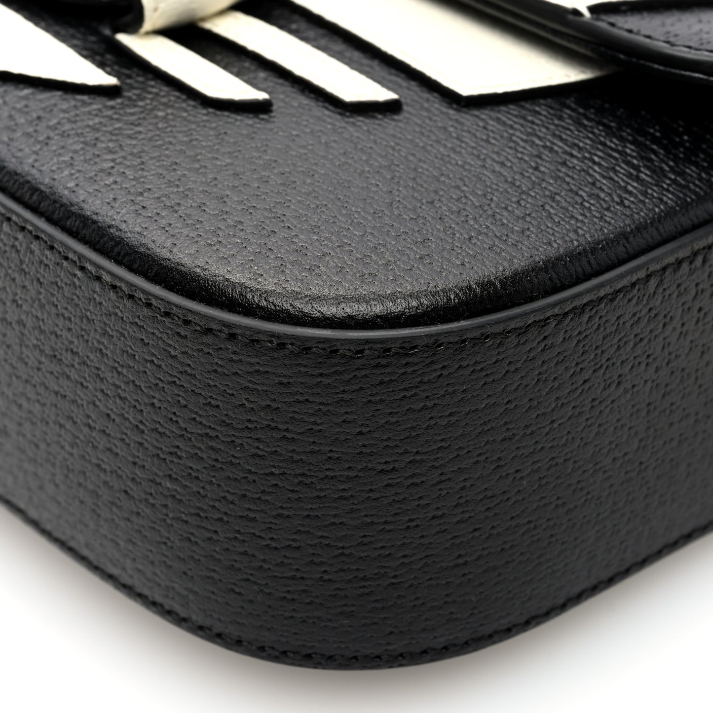 X ADIDAS Textured Dollar Calfskin Web Small Trefoil Horsebit 1955 Shoulder Bag Black Off White