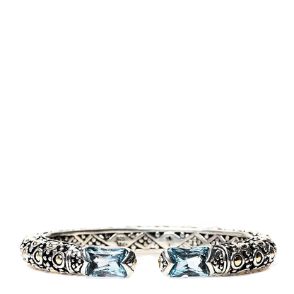 John Hardy Sterling Silver 18K Yellow Gold Blue Topaz Jaisalmer Cuff Bracelet 1 of 3