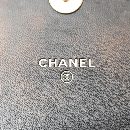 Chanel Lambskin Quilted CC Pearl Enamel Clutch on Chain WOC Black 6 of 12