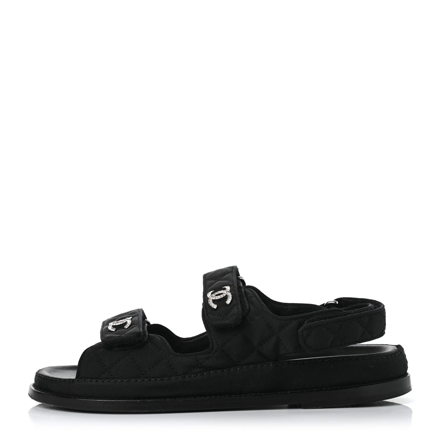 Chanel Fabric Velcro Dad Sandals 40 Black 1 of 9