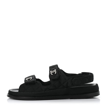 Chanel Fabric Velcro Dad Sandals 40 Black 1 of 9