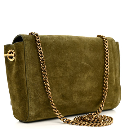 Saint Laurent Smooth Calfskin Suede Small Reversible Monogram Kate Satchel Loden Green 3 of 11