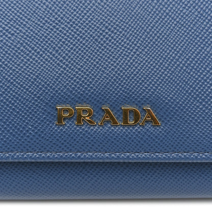 Prada Saffiano Bi-Color Metal Continental Flap Wallet Cobalto Black 9 of 12