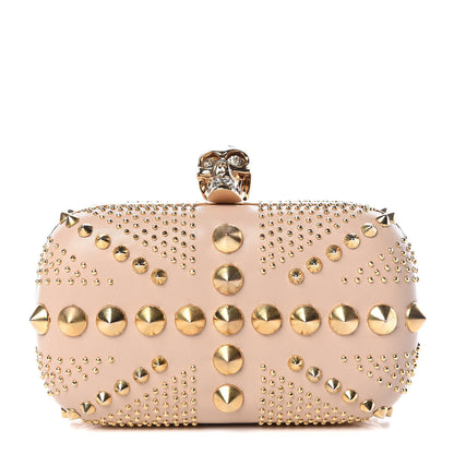 Alexander McQueen Calfskin Studded Britannia Skull Box Clutch Taupe 1 of 11