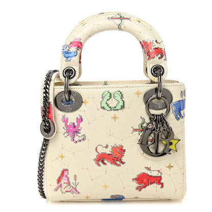 Christian Dior Calfskin Pixel Zodiac Mini Lady Dior White Multicolor 1 of 10