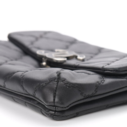 Chanel Calfskin Quilted Double Stitch Hamptons Clutch with Chain Black 8 of 10