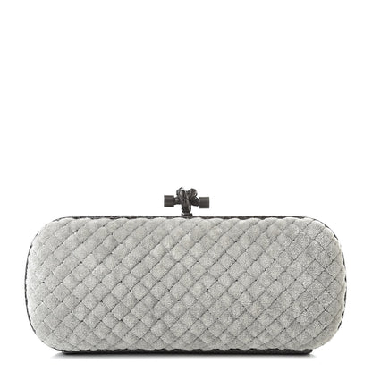 Bottega Veneta Velvet Intreccio Impero Ayers Knot Clutch Gray 1 of 6