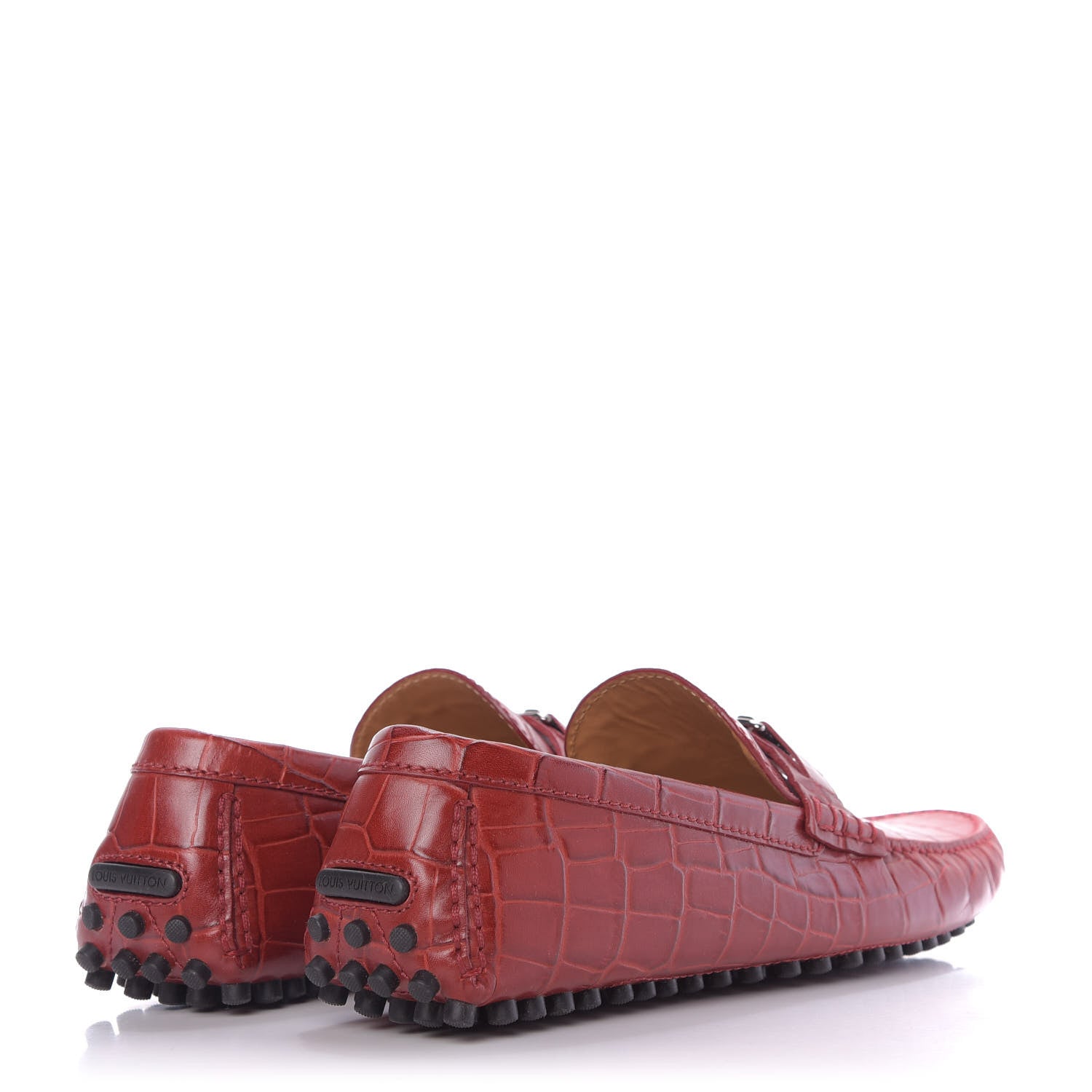 Louis Vuitton Alligator Hockenheim Moccasin Loafers 11 Red 4 of 9