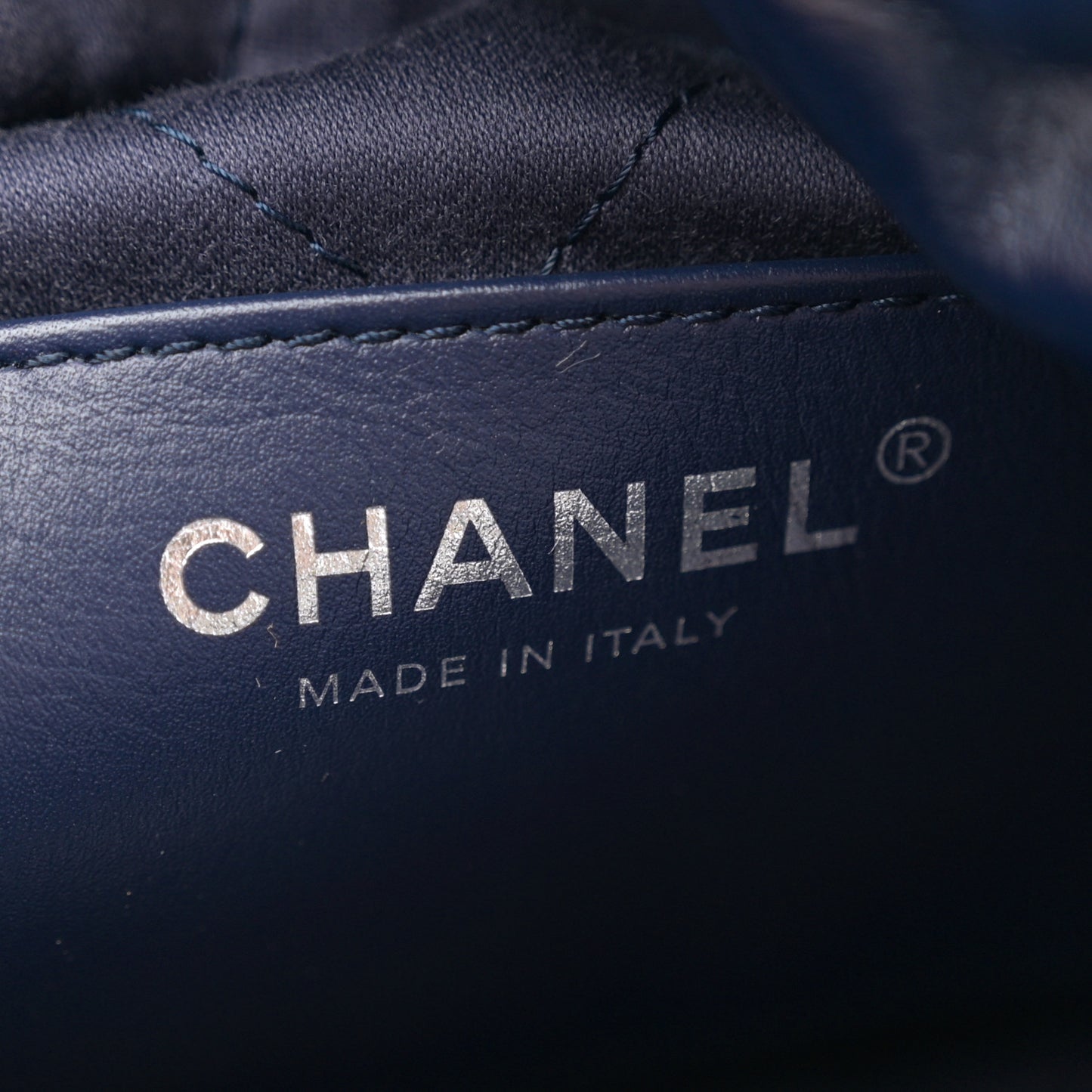 Shiny Calfskin Quilted Mini Chanel 22 Navy Blue