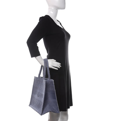 Christian Dior Embroidered Cannage Medium Book Tote Denim Blue 2 of 11