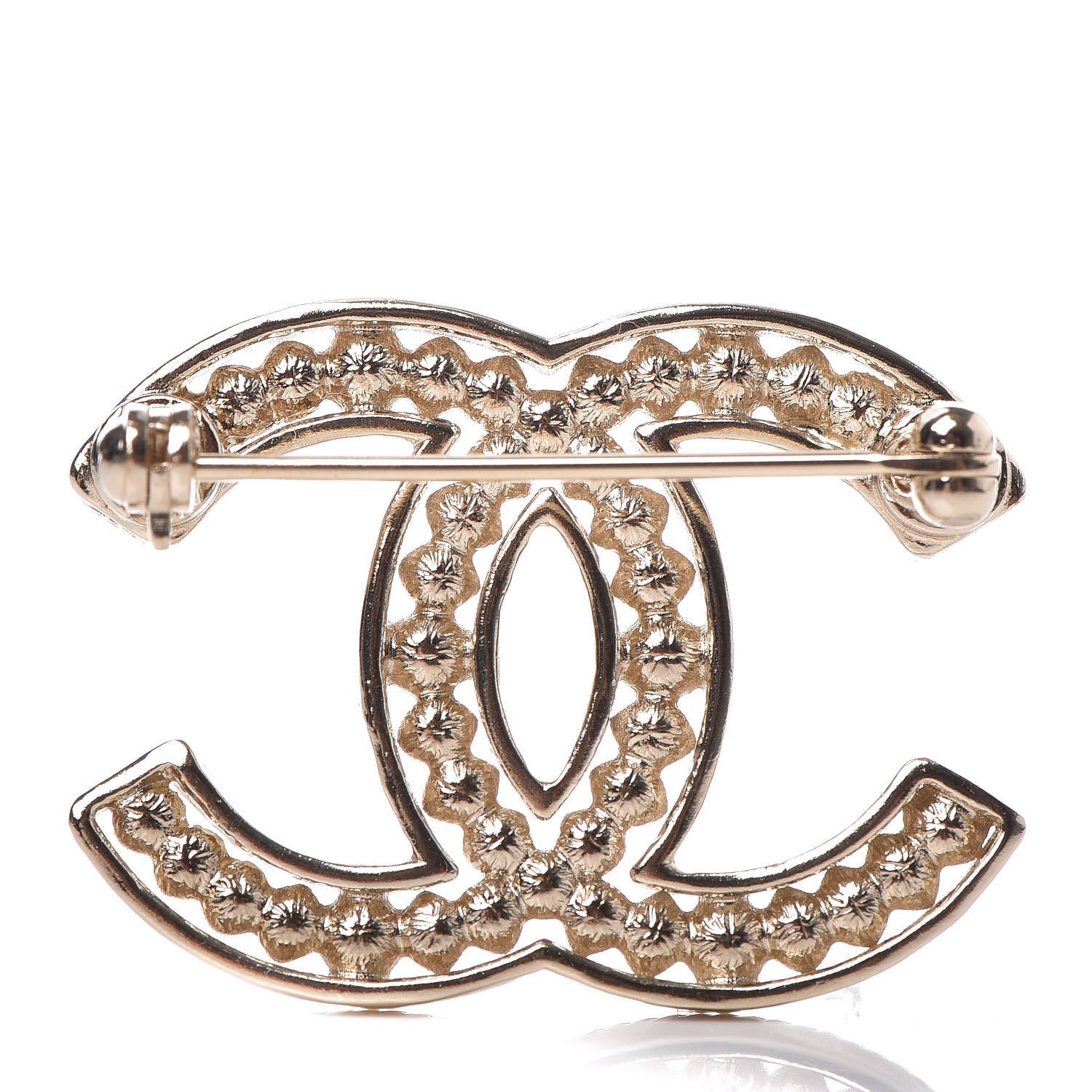 Chanel Pearl Crystal Sparkling Pearls CC Brooch Gold 3 of 4
