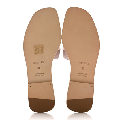 Hermes Epsom Oran Sandals 38 Rose Porcelaine 5 of 9