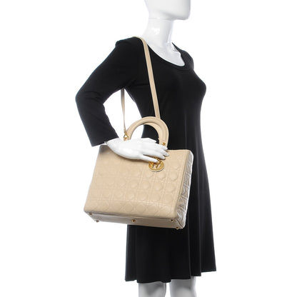 Christian Dior Lambskin Cannage Large Lady Dior Beige 2 of 16