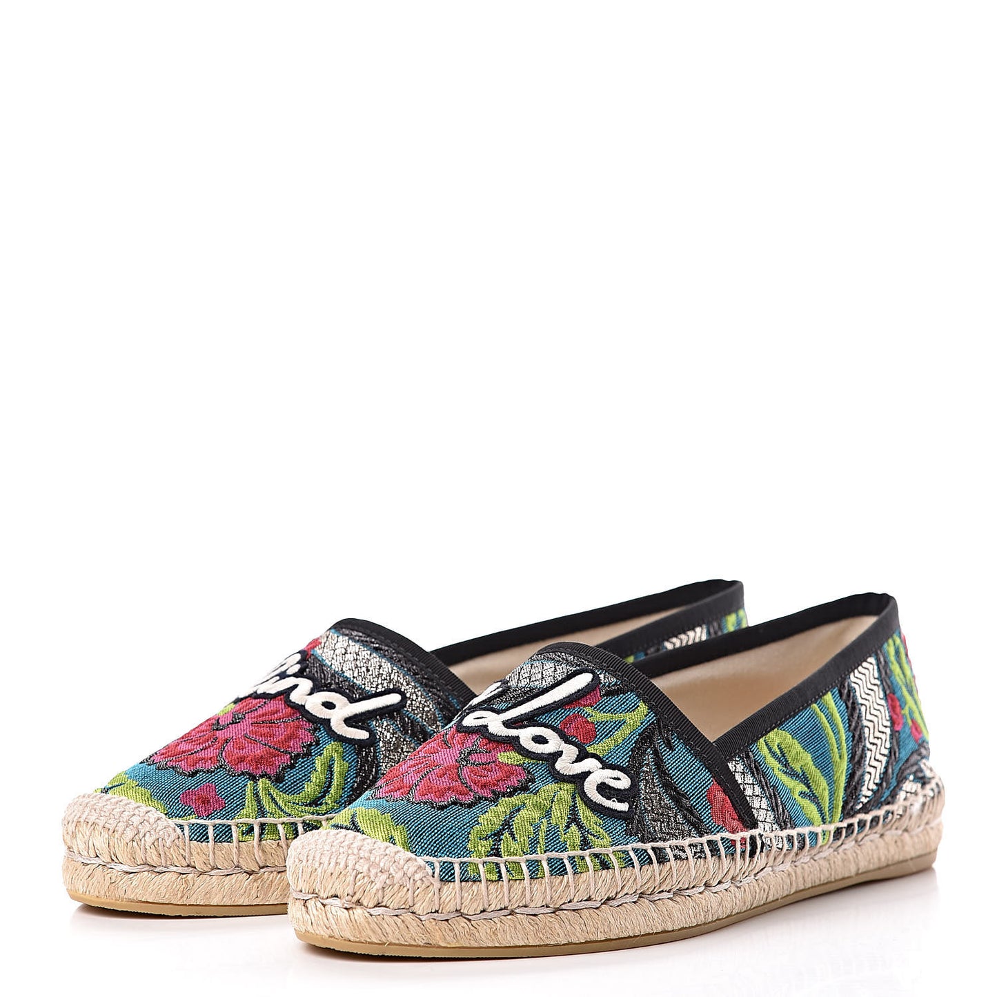 Tapestry Brocade Blind For Love Espadrilles 40.5 Acquamarine Green Black
